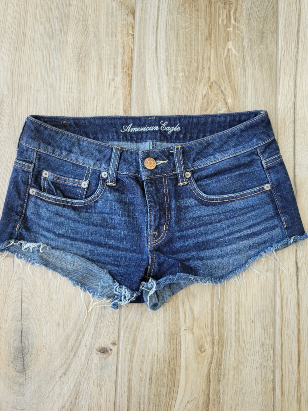 American Eagle Dark Wash Distressed Cutoff Denim Shorts